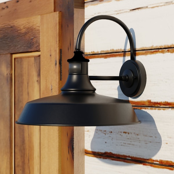 Vaxcel Dorado 15-in. W Metal Bronze Farmhouse Barn Motion Sensor Dusk to Dawn Outdoor Wall Light T0648 - main